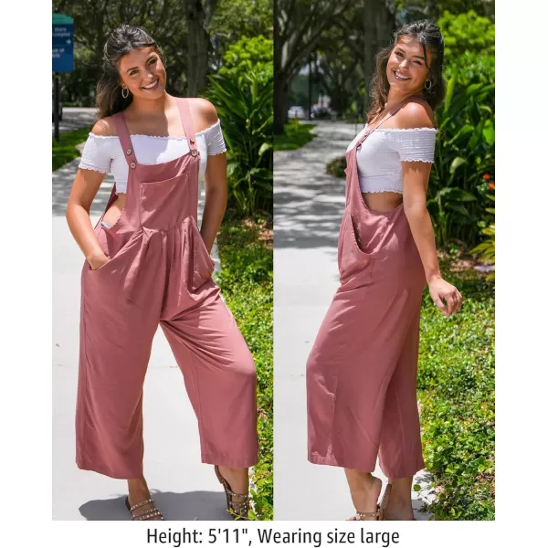 imageluvamia Jumpsuits for Women Casual Loose Wide Leg Boho Overall Jumpsuit Baggy Summer Outfits with Pockets Bib OverallsCranberry