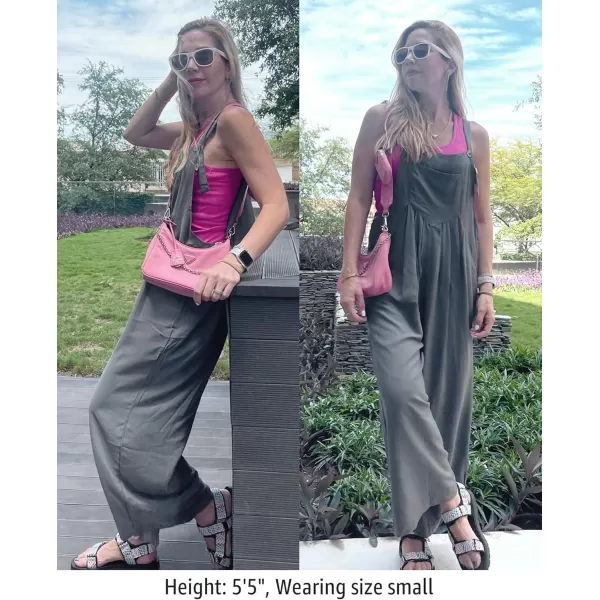 imageluvamia Jumpsuits for Women Casual Loose Wide Leg Boho Overall Jumpsuit Baggy Summer Outfits with Pockets Bib OverallsUltimate Gray