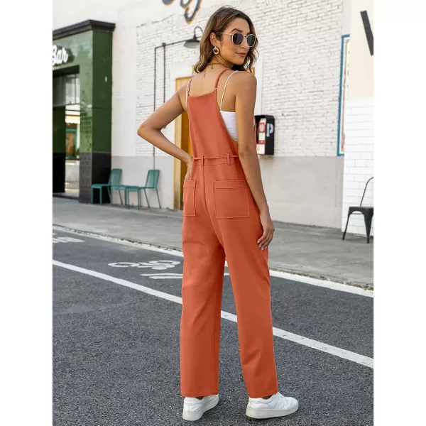 imageluvamia Jumpsuits for Women Dressy Casual Overalls Loose Fit Straight Leg Button Down Self Tied With PocketsFlamingo Orange