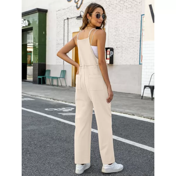 imageluvamia Jumpsuits for Women Dressy Casual Overalls Loose Fit Straight Leg Button Down Self Tied With PocketsPearled Ivory