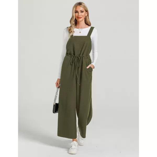 imageluvamia Jumpsuits for Women Loose Fit Waffle Knit Baggy Fashion Wide Leg Jumpsuit Overalls Comfy Casual Long Pant Romper