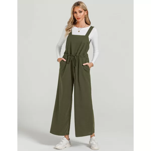 imageluvamia Jumpsuits for Women Loose Fit Waffle Knit Baggy Fashion Wide Leg Jumpsuit Overalls Comfy Casual Long Pant Romper