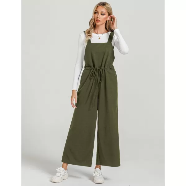 imageluvamia Jumpsuits for Women Loose Fit Waffle Knit Baggy Fashion Wide Leg Jumpsuit Overalls Comfy Casual Long Pant Romper