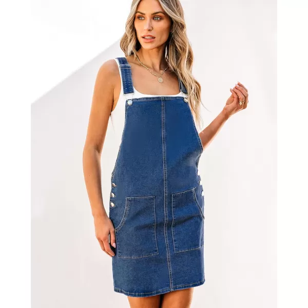 imageluvamia Womens Casual Straps Denim Overall Pinafore Dress with Pockets 2024Deep Blue