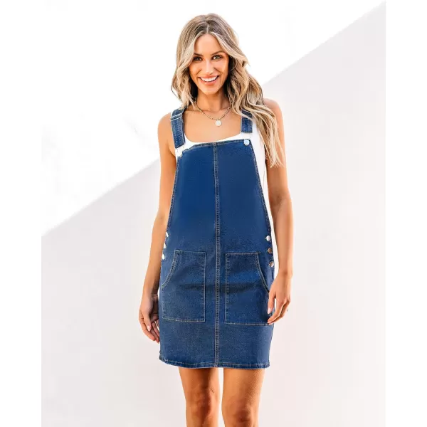 imageluvamia Womens Casual Straps Denim Overall Pinafore Dress with Pockets 2024Deep Blue