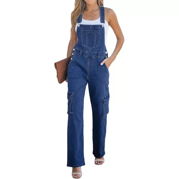 imageluvamia Cargo Jean Overalls for Women Wide Leg Bib Utility Stretchy Denim Jumpsuit Overall Loose 90s TrendyBright Cobalt Blue