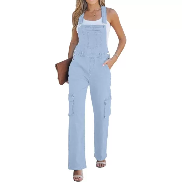 imageluvamia Cargo Jean Overalls for Women Wide Leg Bib Utility Stretchy Denim Jumpsuit Overall Loose 90s TrendyCool Blue