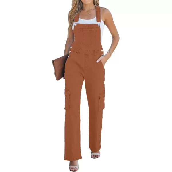 imageluvamia Cargo Jean Overalls for Women Wide Leg Bib Utility Stretchy Denim Jumpsuit Overall Loose 90s TrendyRust