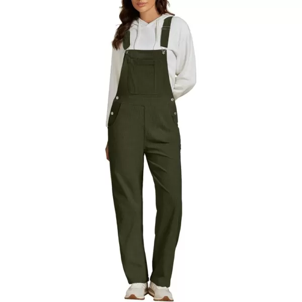 imageluvamia Corduroy Overalls for Women Bib Straight Leg Baggy Carpenter Adjustable Strap Fall Jumpsuit Overalls with PocketArmy Green