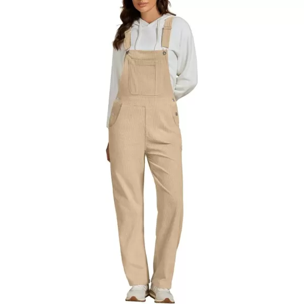 imageluvamia Corduroy Overalls for Women Bib Straight Leg Baggy Carpenter Adjustable Strap Fall Jumpsuit Overalls with PocketBeige