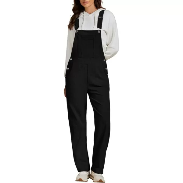 imageluvamia Corduroy Overalls for Women Bib Straight Leg Baggy Carpenter Adjustable Strap Fall Jumpsuit Overalls with PocketBlack