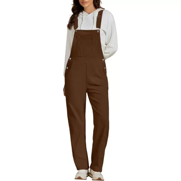 imageluvamia Corduroy Overalls for Women Bib Straight Leg Baggy Carpenter Adjustable Strap Fall Jumpsuit Overalls with PocketFriar Brown