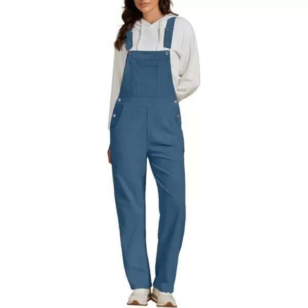 imageluvamia Corduroy Overalls for Women Bib Straight Leg Baggy Carpenter Adjustable Strap Fall Jumpsuit Overalls with PocketMoroccan Blue