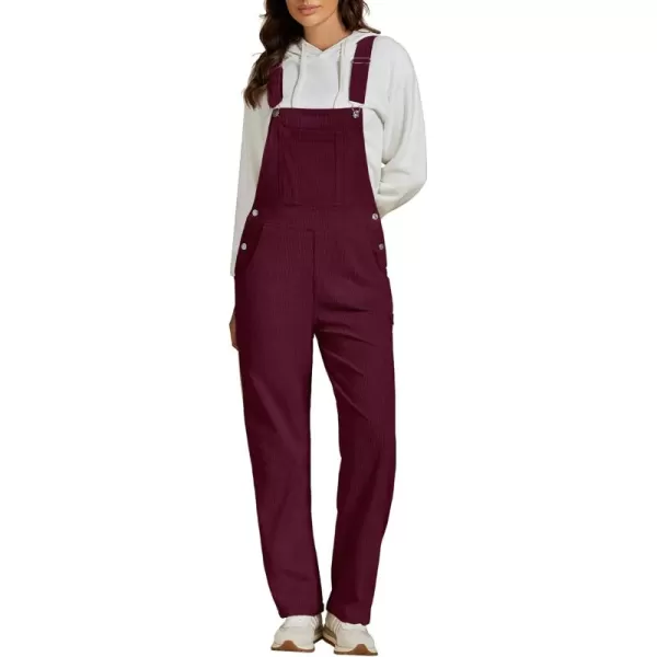 imageluvamia Corduroy Overalls for Women Bib Straight Leg Baggy Carpenter Adjustable Strap Fall Jumpsuit Overalls with PocketTawny Port