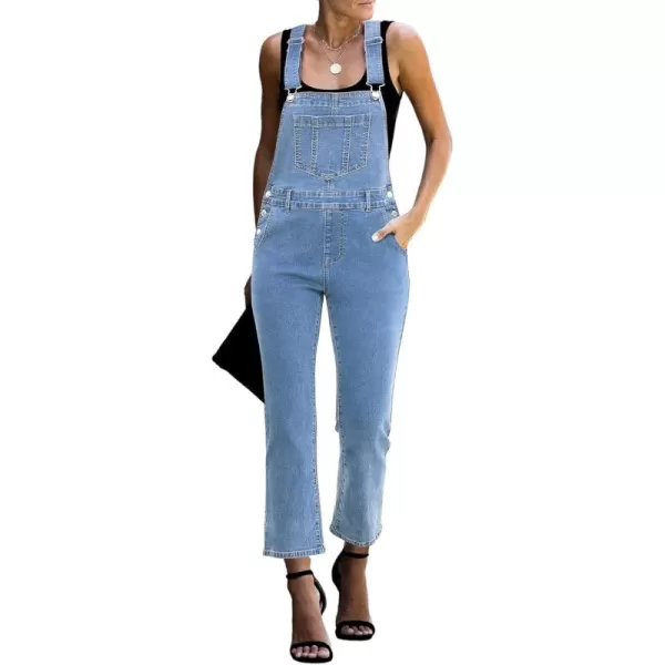 imageluvamia Jean Overalls for Women Fashion Bootcut Stretchy Denim Jumpsuit Casual Adjustable Straps Bib Overalls DungareesBright Blue