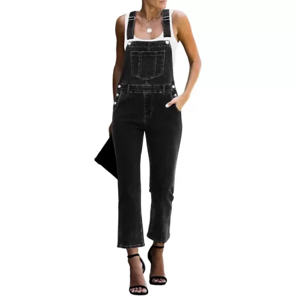 imageluvamia Jean Overalls for Women Fashion Bootcut Stretchy Denim Jumpsuit Casual Adjustable Straps Bib Overalls DungareesWashed Black