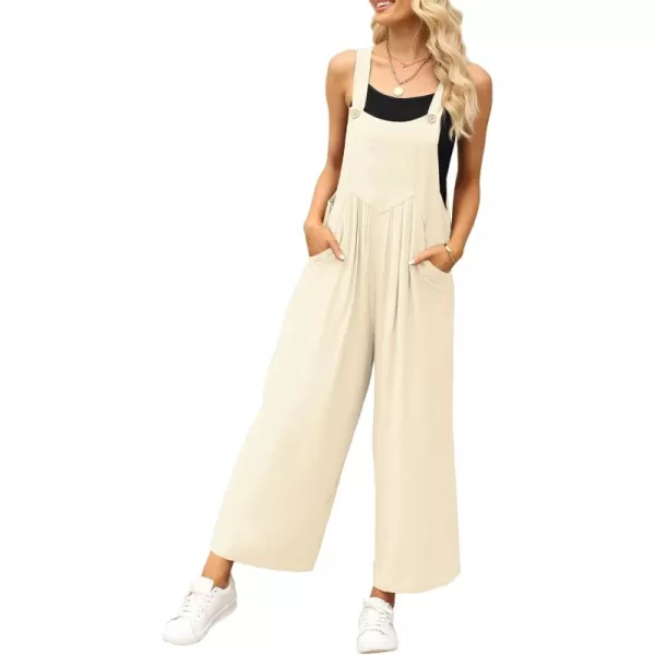 imageluvamia Jumpsuits for Women Casual Loose Wide Leg Boho Overall Jumpsuit Baggy Summer Outfits with Pockets Bib OverallsVanilla Ice