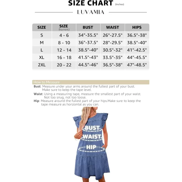 imageluvamia 2024 Denim Dress for Women Summer Babydoll Sleeveless Ruffle Sleeve Mini Dresses Loose Flowy Swing Pleated DressBay Blue