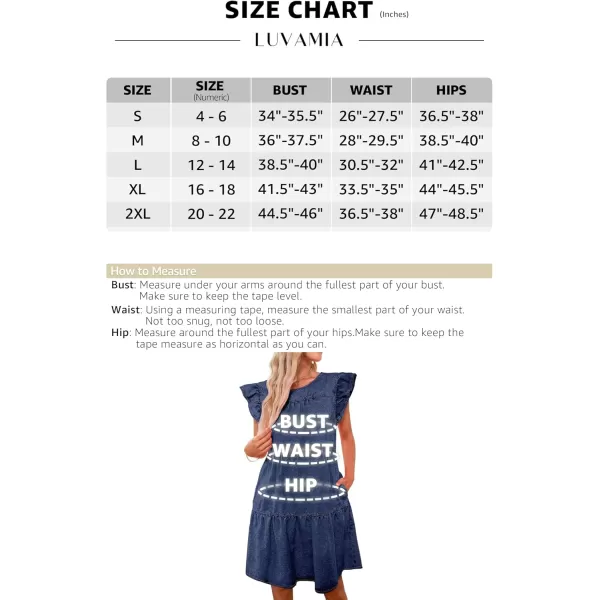 imageluvamia 2024 Denim Dress for Women Summer Babydoll Sleeveless Ruffle Sleeve Mini Dresses Loose Flowy Swing Pleated DressReef Blue