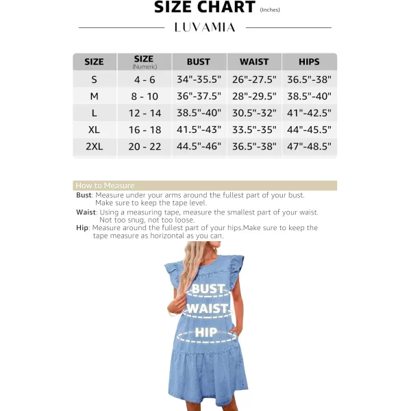 imageluvamia 2024 Denim Dress for Women Summer Babydoll Sleeveless Ruffle Sleeve Mini Dresses Loose Flowy Swing Pleated DressRoadknight Blue