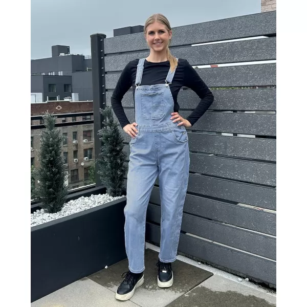 imageluvamia Barrel Leg Overalls for Women Baggy Bib Stretchy Denim Jumpsuit Loose Fit Jean Overall Jumpsuits with PocketsLakeside Blue