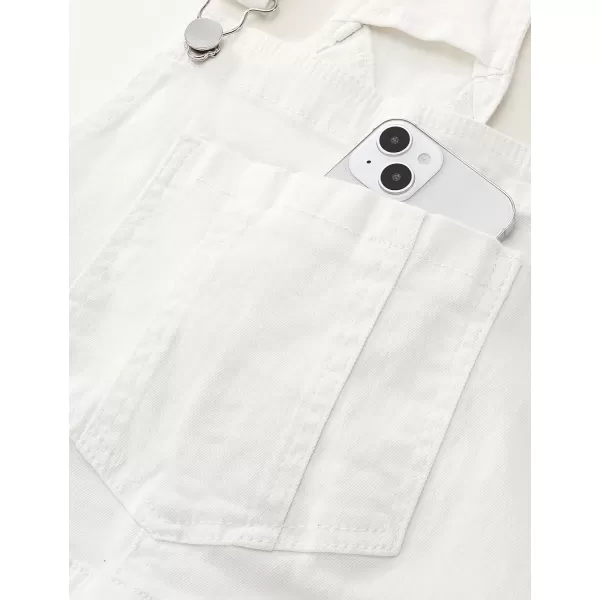 imageluvamia Cargo Jean Overalls for Women Wide Leg Bib Utility Stretchy Denim Jumpsuit Overall Loose 90s TrendyWhite