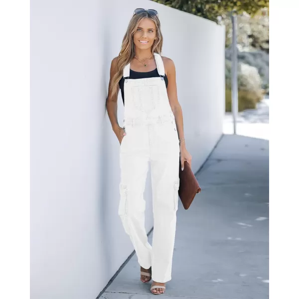 imageluvamia Cargo Jean Overalls for Women Wide Leg Bib Utility Stretchy Denim Jumpsuit Overall Loose 90s TrendyWhite
