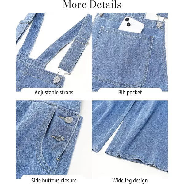 imageluvamia Denim Overalls for Women Wide Leg One Piece Jean Jumpsuits Fashion Baggy Bib Overall Loose Fit Pleated PocketsLapis Blue