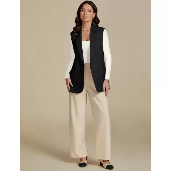 imageluvamia Long Vest for Women Business Casual Sleeveless Blazers Suit Vests Top Open Front Blazer with Pockets Work OfficeBlack