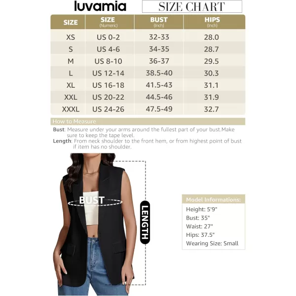 imageluvamia Long Vest for Women Business Casual Sleeveless Blazers Suit Vests Top Open Front Blazer with Pockets Work OfficeBlack