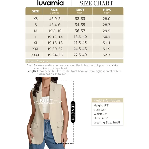 imageluvamia Long Vest for Women Business Casual Sleeveless Blazers Suit Vests Top Open Front Blazer with Pockets Work OfficeLight Beige