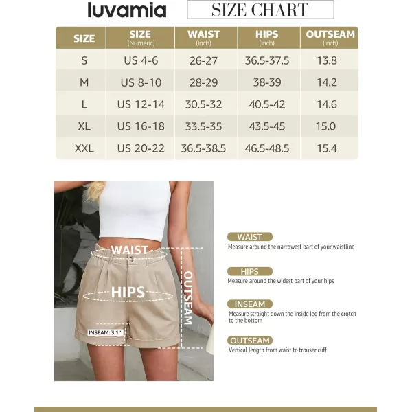 imageluvamia Shorts for Women High Waisted Dressy Casual Cotton Stretch Twill Elastic Wasit Pleated Summer Shorts with PocketBeige