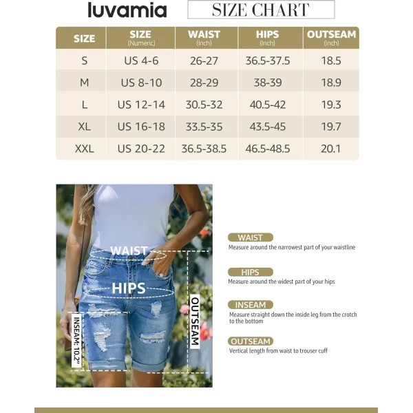 imageluvamia Women High Waisted Stretch Bermuda Shorts Ripped Rolled Hem Jean ShortsDark Vintage