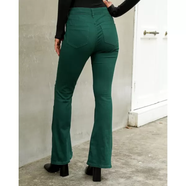 imageluvamia Womens Ripped Flare Bell Bottom Jeans Pants Retro Wide Leg Denim PantsA Verdant Green