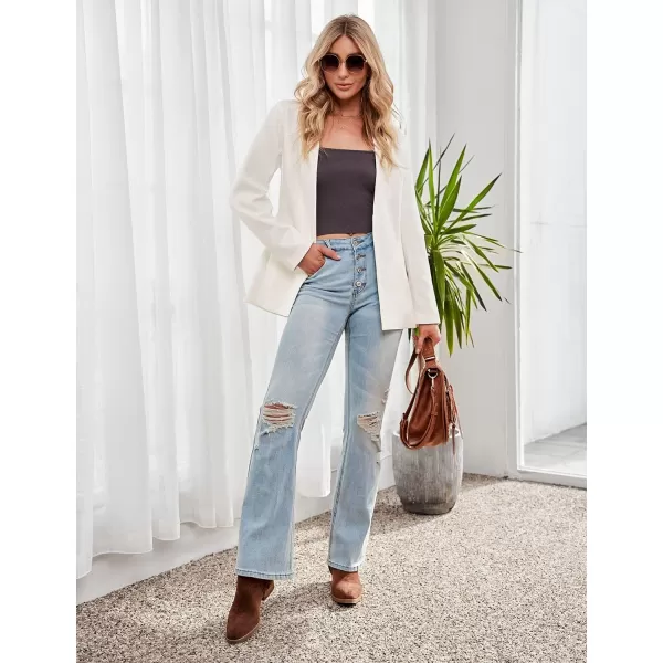 imageluvamia Womens Ripped Flare Bell Bottom Jeans Pants Retro Wide Leg Denim PantsC Azure Mood