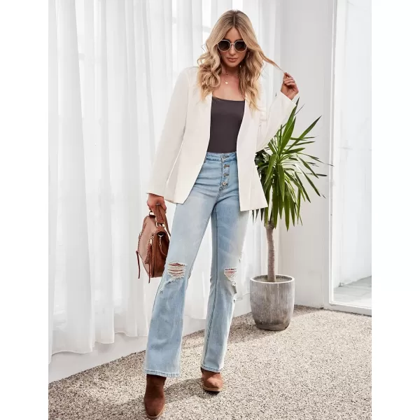 imageluvamia Womens Ripped Flare Bell Bottom Jeans Pants Retro Wide Leg Denim PantsC Azure Mood