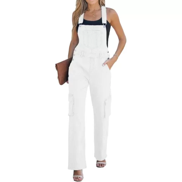 imageluvamia Cargo Jean Overalls for Women Wide Leg Bib Utility Stretchy Denim Jumpsuit Overall Loose 90s TrendyWhite