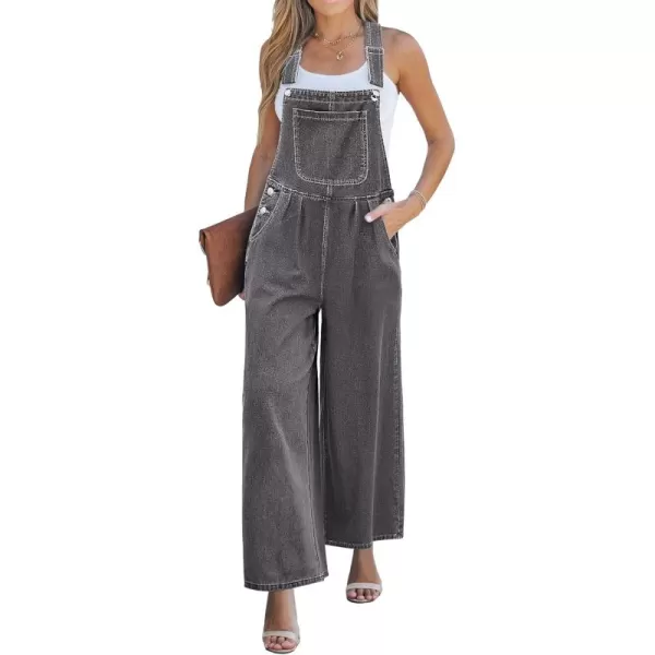 imageluvamia Denim Overalls for Women Wide Leg One Piece Jean Jumpsuits Fashion Baggy Bib Overall Loose Fit Pleated PocketsFaded Black
