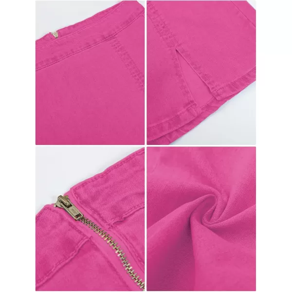 imageluvamia Jean Skirt for Women with Slit High Wasited Bodycon Stretch Pencil Mini Short Denim SkirtsAzalea Pink