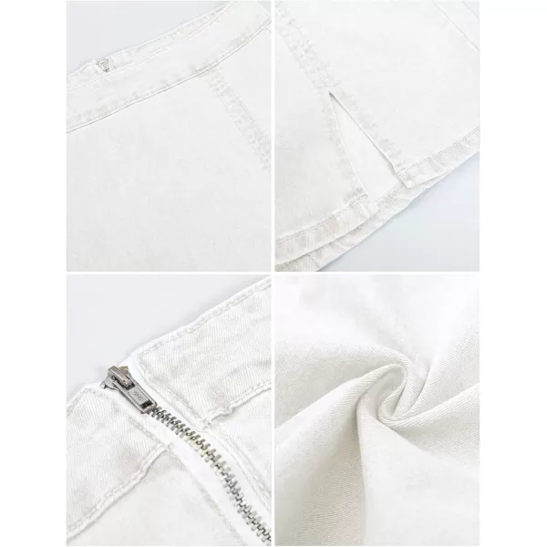 imageluvamia Jean Skirt for Women with Slit High Wasited Bodycon Stretch Pencil Mini Short Denim SkirtsBrilliant White