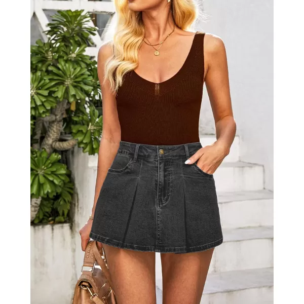 imageluvamia Skorts for Woman High Waisted Denim Shorts Trendy Jean Skort Skirt Country Concert Outfits Western Y2K SummerWashed Black