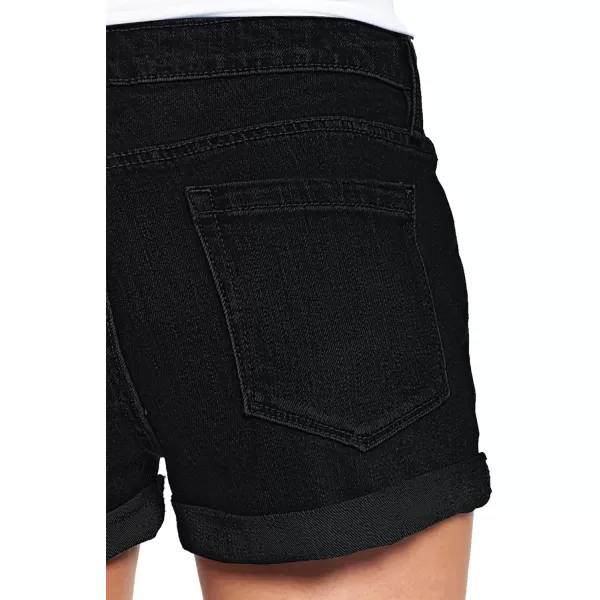 imageluvamia Womens Denim Jean Shorts High Waisted Stretchy Short JeansE Black