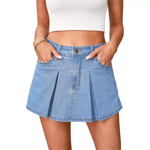 imageluvamia Skorts for Woman High Waisted Denim Shorts Trendy Jean Skort Skirt Country Concert Outfits Western Y2K SummerCool Blue