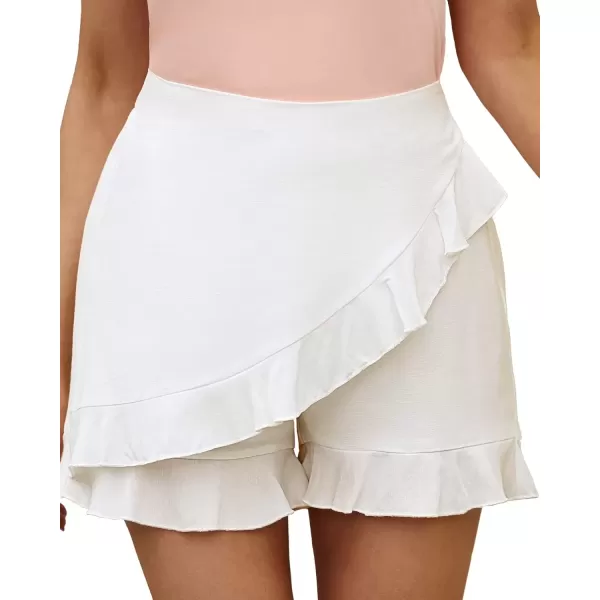 imageluvamia 2023 High Waisted Shorts Women Flowy Shorts Dressy Casual Summer Ruffle Pull On Elastic Waist Skorts Lightweight