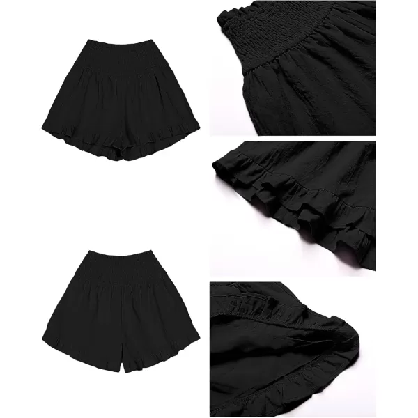 imageluvamia 2023 Womens Shorts for Summer Casual Elastic High Waisted Ruffle Flowy Wide Leg Shorts Lightweight Beach Wear