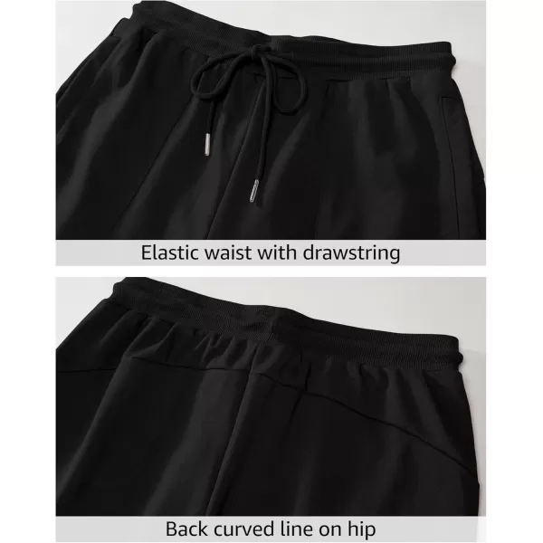 imageluvamia Sweat Shorts for Women Pull On Casual Athletic Bermuda Shorts Drawstring Long SweatShorts with PocketsBlack