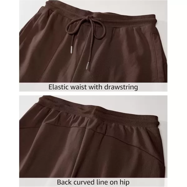 imageluvamia Sweat Shorts for Women Pull On Casual Athletic Bermuda Shorts Drawstring Long SweatShorts with PocketsBrown