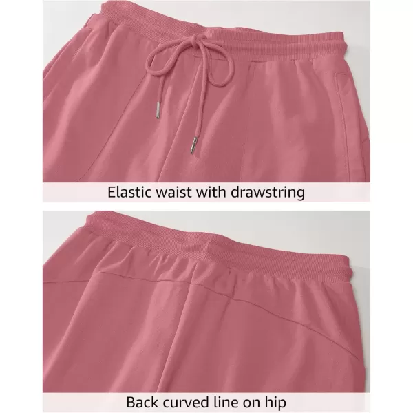 imageluvamia Sweat Shorts for Women Pull On Casual Athletic Bermuda Shorts Drawstring Long SweatShorts with PocketsCoral