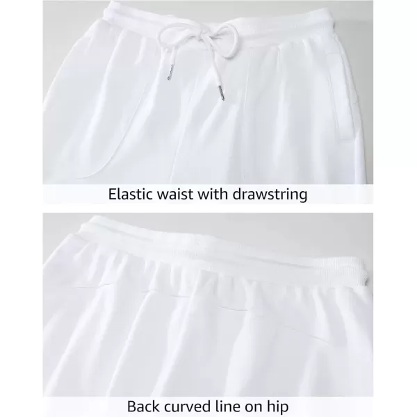 imageluvamia Sweat Shorts for Women Pull On Casual Athletic Bermuda Shorts Drawstring Long SweatShorts with PocketsWhite