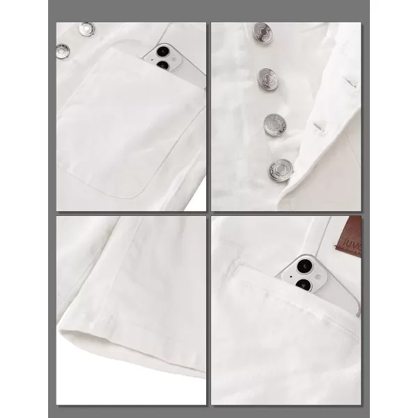 imageluvamia Bermuda Shorts for Women Jean High Waisted Trendy Patch Pockets Casual Summer Button Fly Stretchy Denim ShortsCream White